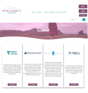 Scotland's Wonder Resource page website