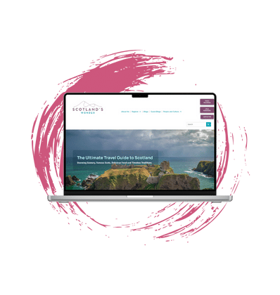 Scotland's Wonder home page displayed on a laptop screen